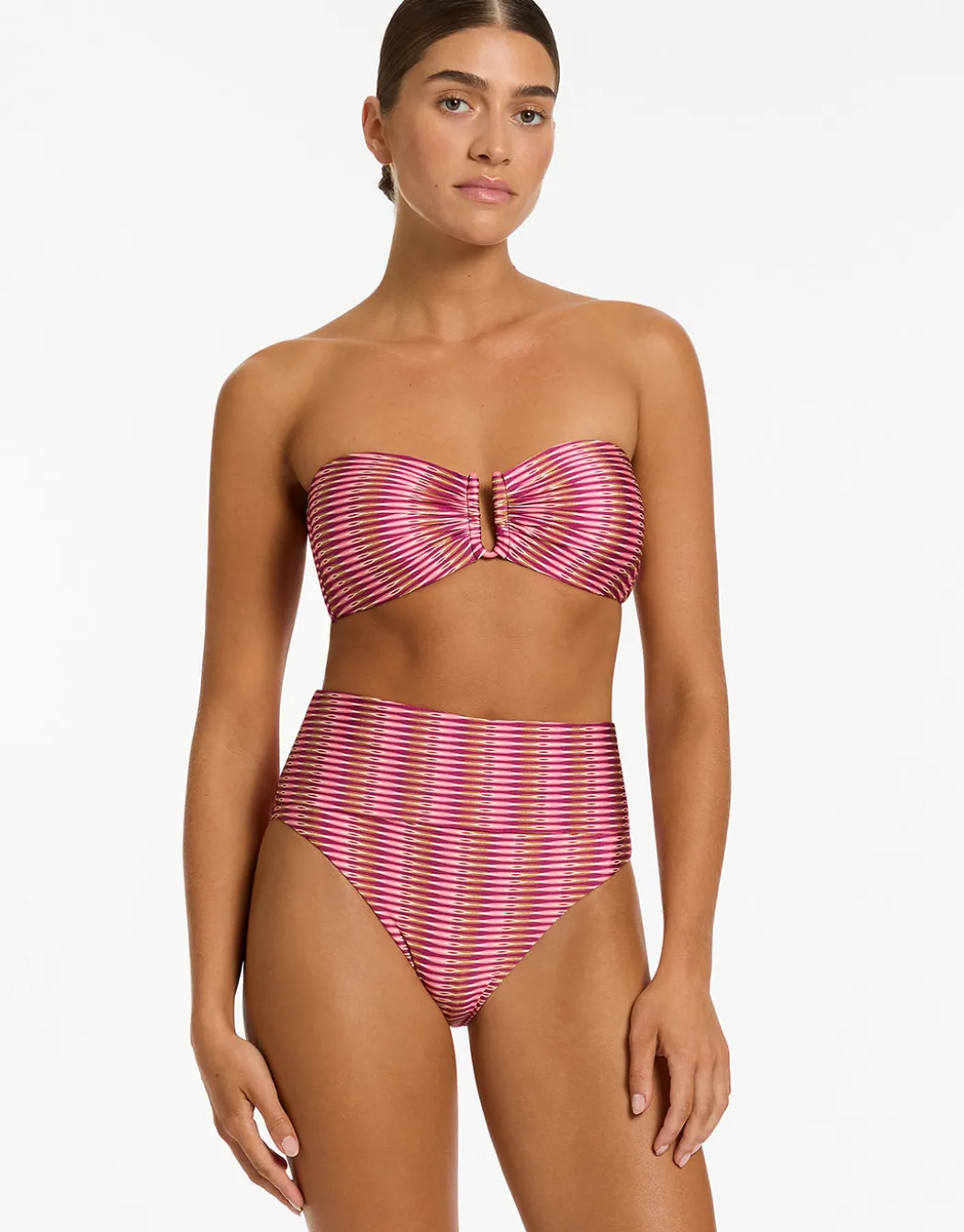 Alessia Geo Fold Down Bikini Pant - Peony