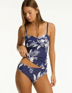 Aloha Twist Bandeau Tankini Top - French Navy