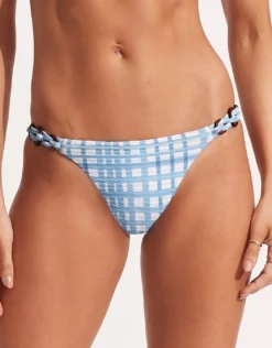 Amalfi Check Trim Hipster Bikini Pant - Amalfi Blue