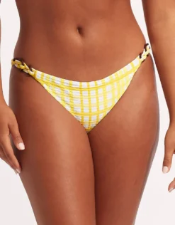 Amalfi Check Trim Hipster Bikini Pant - Lime Light
