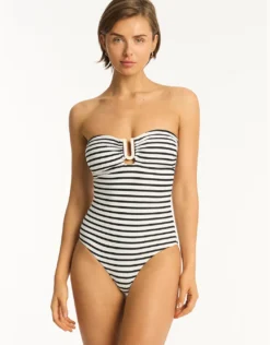 Amalfi U Bar Bandeau Swimsuit - White and Black