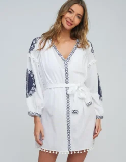 Amara Tunic - White Navy