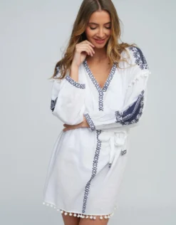 Amara Tunic - White Navy
