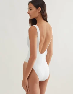 Americana Zipper Scoop Tank Swimsuit - White