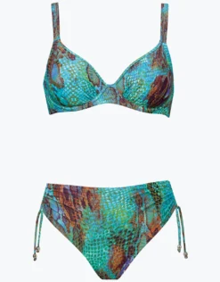 Aquatic Reptile Underwired Bikini Set - Aqua Python