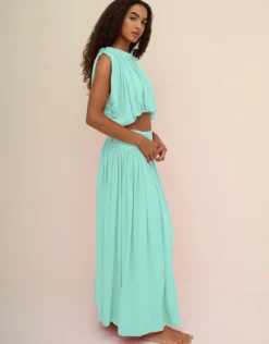 Areia Knit Maxi Skirt - Aqua