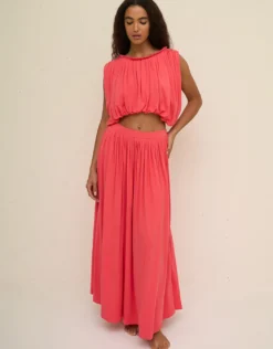 Areia Knit Maxi Skirt - Coral