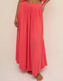 Areia Knit Maxi Skirt - Coral