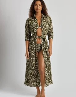 Artisan Warp Floral Midi Shirt Dress - Multi