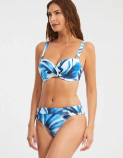 Azura Underwired Balcony Bikini Top - Blue and White