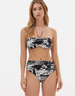 Bahia Bandeau Bikini Top - Black and White