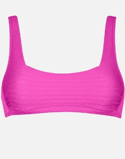 Bamboo Solids Cropped Tank Bikini Top - Intense Pink