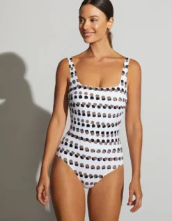 Bambu Soft Cup Swimsuit - White and Brown