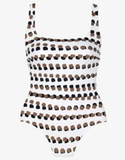 Bambu Soft Cup Swimsuit - White and Brown