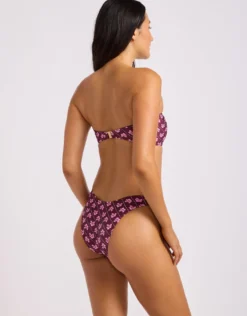 Batik Bloom Bandeau Bikini Top - Dark Burgundy