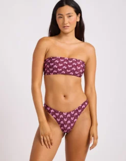 Batik Bloom High Cut Bikini Pant - Dark Burgundy