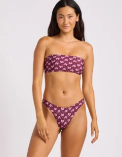 Batik Bloom High Cut Bikini Pant - Dark Burgundy