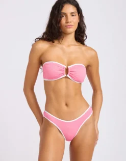 Beach Bound Ring Front Bandeau Bikini Top - Begonia Pink
