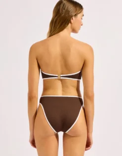 Beach Bound Ring Front Bandeau Bikini Top - Dark Chocolate