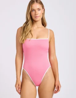 Beach Bound Square Neck Swimsuit - Begonia Pink