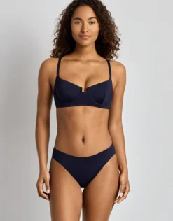 Beach Club Solids Curved Waist Midrise Bikini Pant - Dark Navy