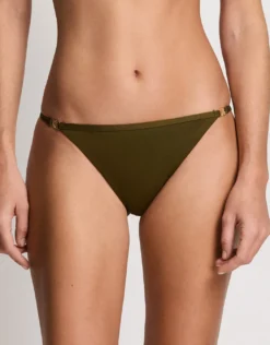 Beach Club Solids Logo Bikini Pant - Dark Olive