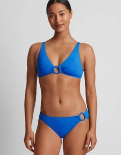 Beach Club Solids Macrame Ring OTS Bikini Top - Electric Blue