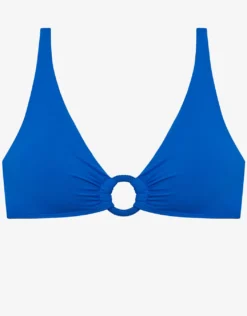 Beach Club Solids Macrame Ring OTS Bikini Top - Electric Blue