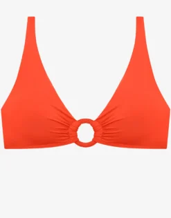Beach Club Solids Macrame Ring OTS Bikini Top - Persimmon