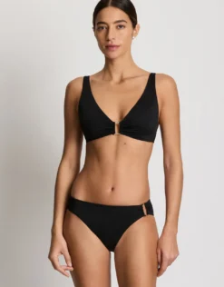 Beach Club Solids Ring Hipster Bikini Pant - Black