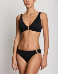 Beach Club Solids Ring Hipster Bikini Pant - Black
