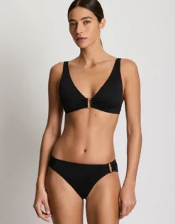Beach Club Solids Ring Hipster Bikini Pant - Black