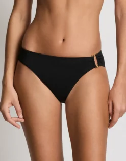 Beach Club Solids Ring Hipster Bikini Pant - Black