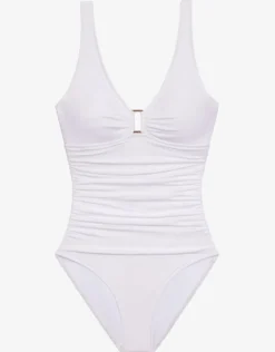 Beach Club Solids Ring OTS Swimsuit - White