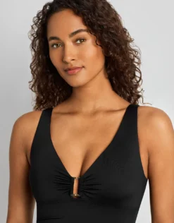 Beach Club Solids Ring OTS Underwired Swimsuit - Black
