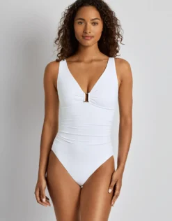 Beach Club Solids Ring OTS Underwired Swimsuit - White