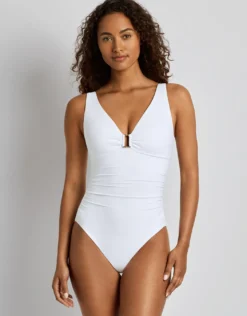 Beach Club Solids Ring OTS Underwired Swimsuit - White