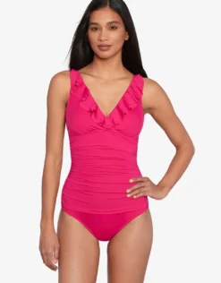 Beach Club Solids Ruffle Swimsuit - Orchid