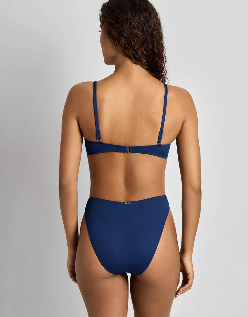Beach Club Solids Shirred Underwire OTS Bikini Top - Blue Saturn
