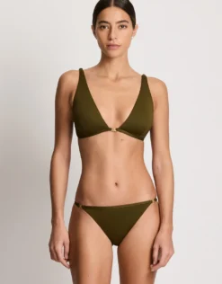 Beach Club Solids Tall Triangle Bikini Top - Dark Olive