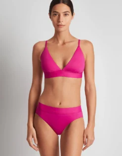 Beach Club Solids Triangle V Neck Bra Bikini Top - Freesia Pink