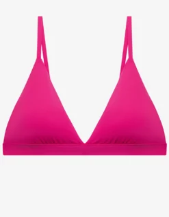 Beach Club Solids Triangle V Neck Bra Bikini Top - Freesia Pink