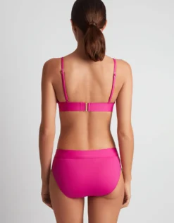 Beach Club Solids Triangle V Neck Bra Bikini Top - Freesia Pink
