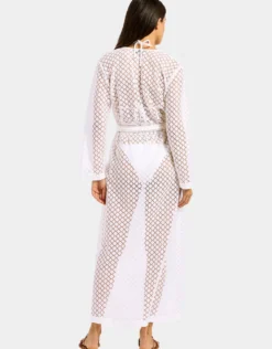 Beach Edit Gathered Lace Cover Up - White