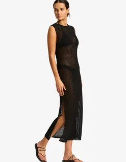 Beach Edit Maxi Knit Dress - Black