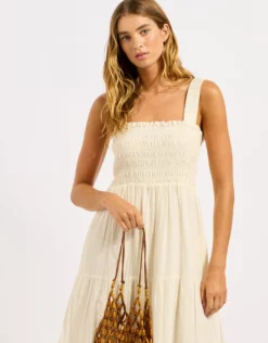 Beaded Tote Bag - Brown