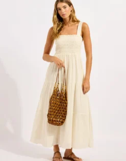 Beaded Tote Bag - Brown
