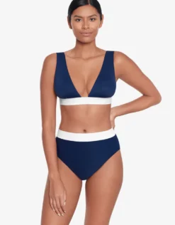 Bel Air High Waist Bikini Pant - Navy and White
