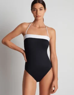 Bel Air Modern Bandeau Mio Swimsuit - Black and White