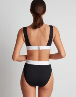 Bel Air Modern V Neck Bikini Top - Black and White